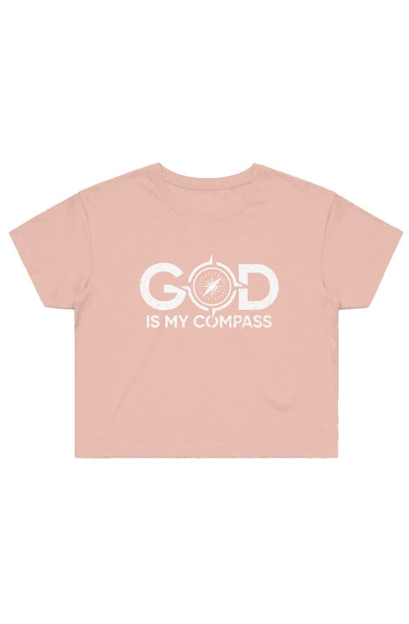 GOD IS MY COMPASS WHITE Street Crop Tee