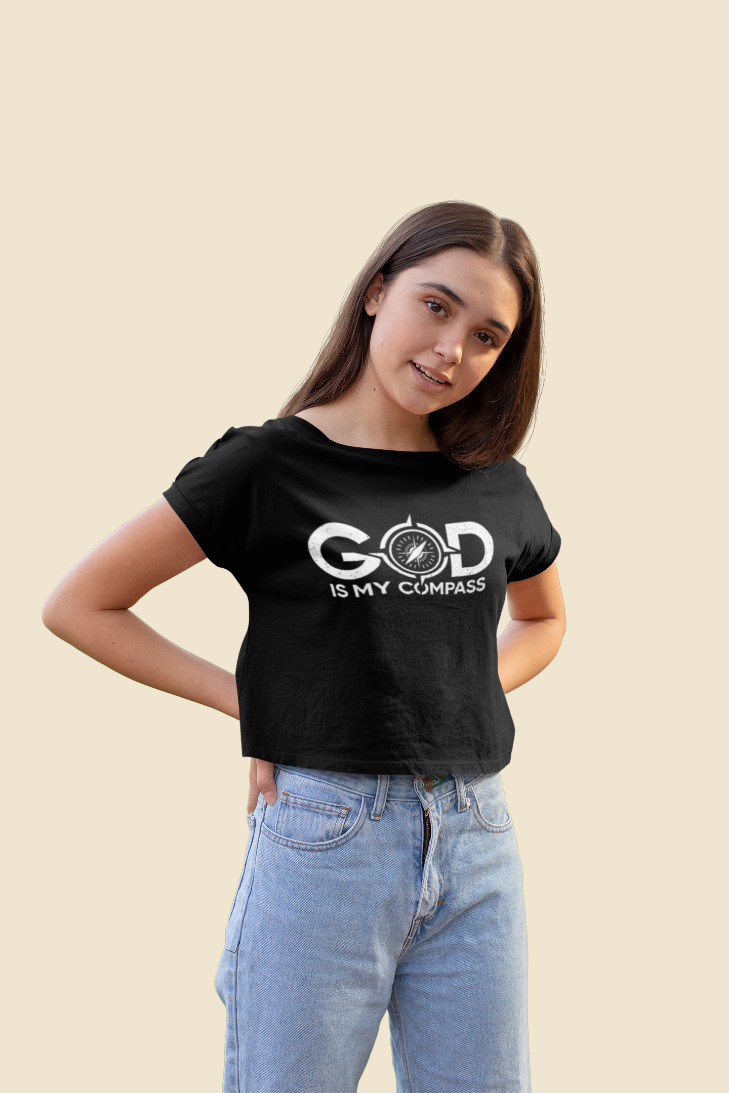 GOD IS MY COMPASS CROP TEE