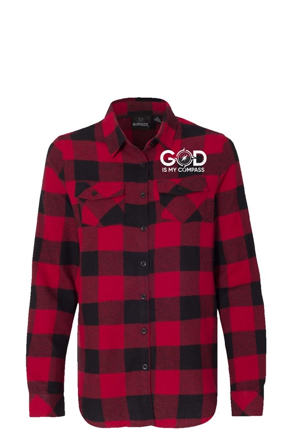 GOD IS MY COMPASS WHITE Womens Long Sleeve Red Fla