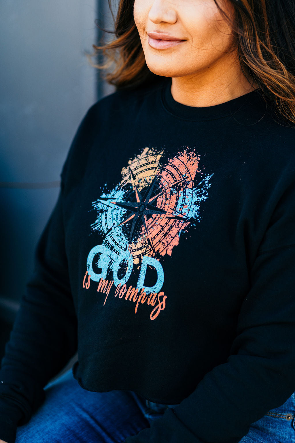 GOD IS MY COMPASS LUX CROP PULLOVER